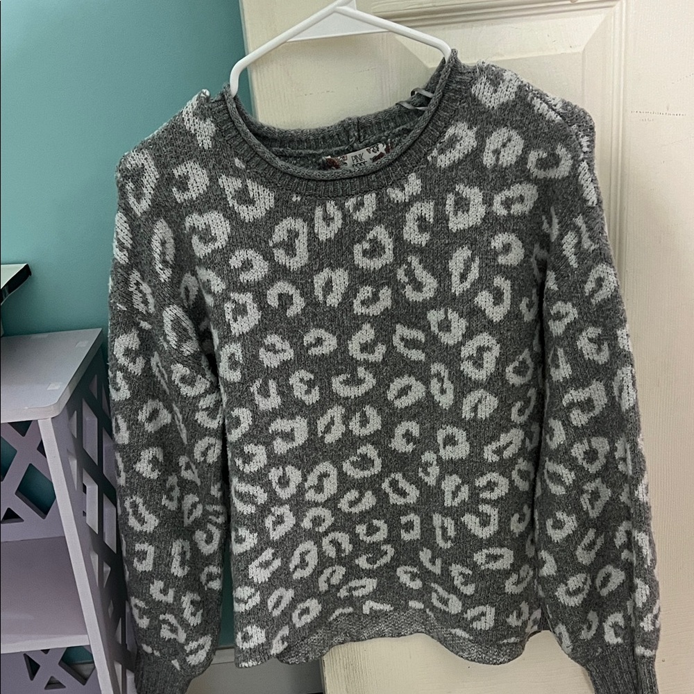 Gray Leopard Print Sweater